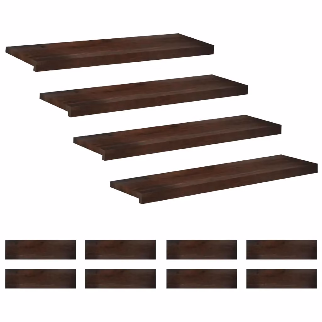 Set di 12 tappeti per scale vidaXL in legno e gomma, colore marrone, L 100 x P 25 x H 2 cm – 2