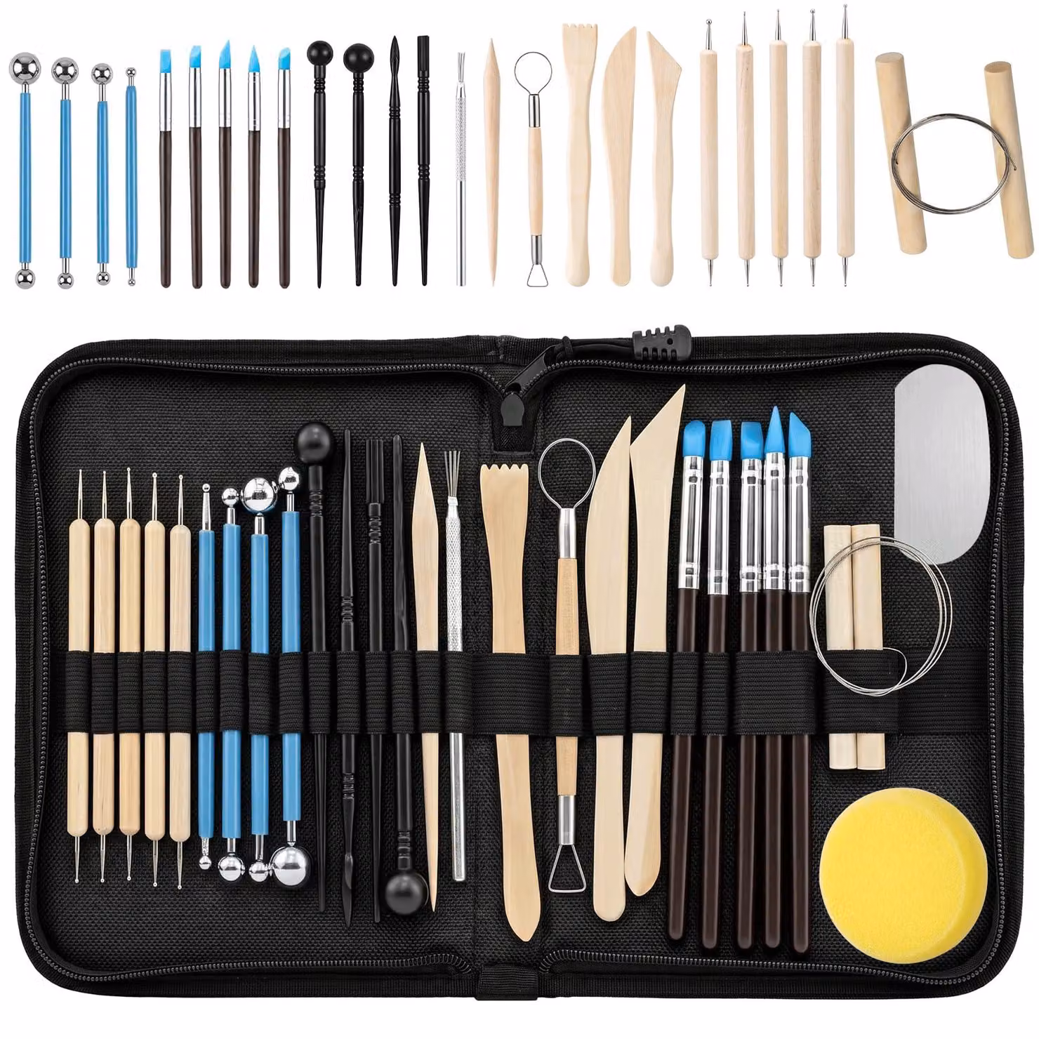 Kit di strumenti in legno per la lavorazione dell'argilla, composto da 28 pezzi, ideale per la scultura e la modellazione Vetroceramica