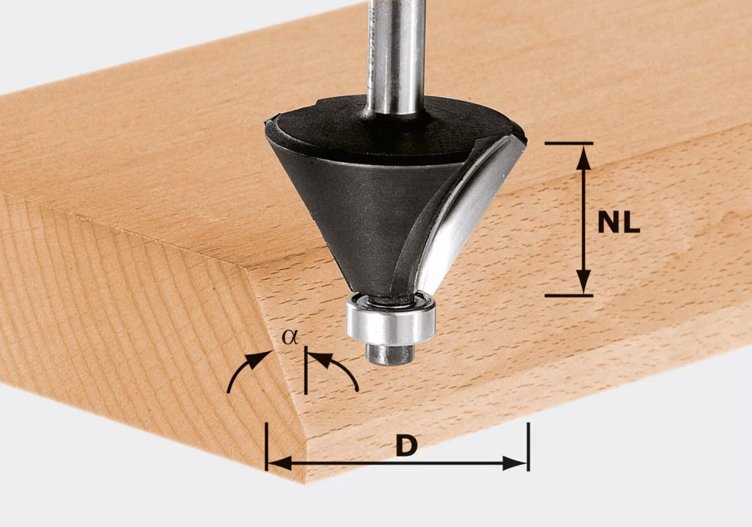Fresa per smussatura Festool HW con gambo da 8 mm HW S8 D25,7/25,7/15° | 491132