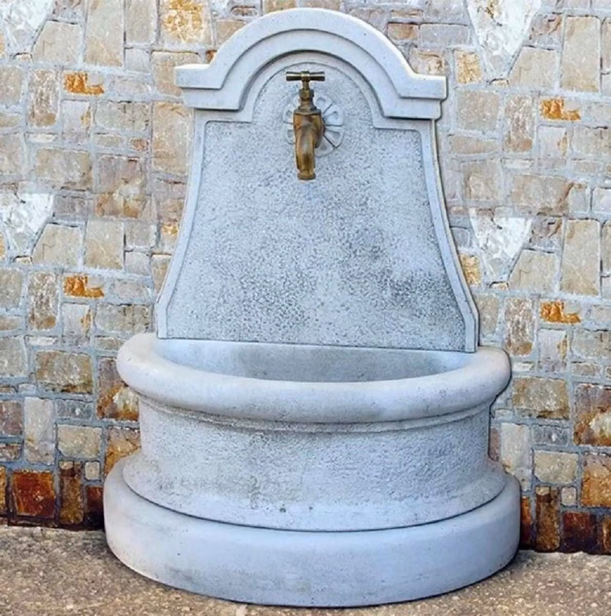 Casa Padrino fontana da parete in stile liberty grigio / ottone antico H. 80 cm - Italy