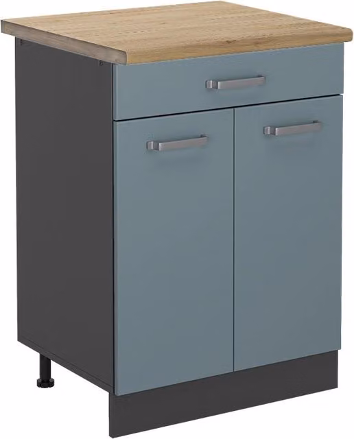 Mobiletto base per cucina R-Line Grigio-blu/Antracite 60 cm, PL Rovere Vicco