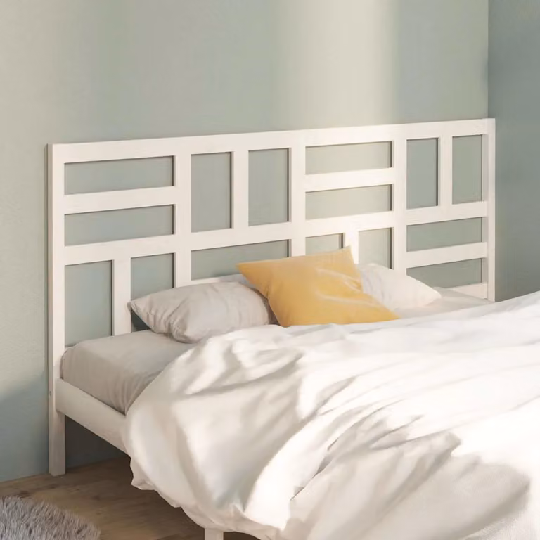 Testiera per letto vidaXL in legno massello di pino bianco, stile rustico, L 186 x P 4 x H 104 cm