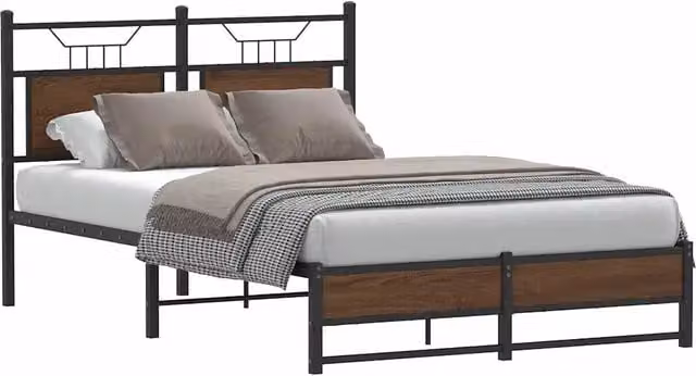 Struttura Letto Design Mania in Rovere Marrone con Doghe in Legno L/P/H: 200 x 120 x 91.5 cm