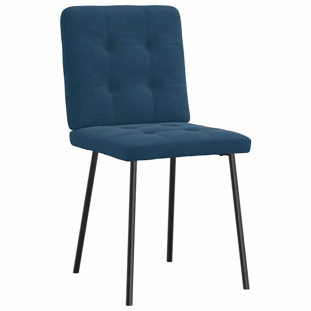Set di 4 sedie da pranzo vidaXL in velluto blu con struttura in metallo e legno per soggiorno e cucina – 2