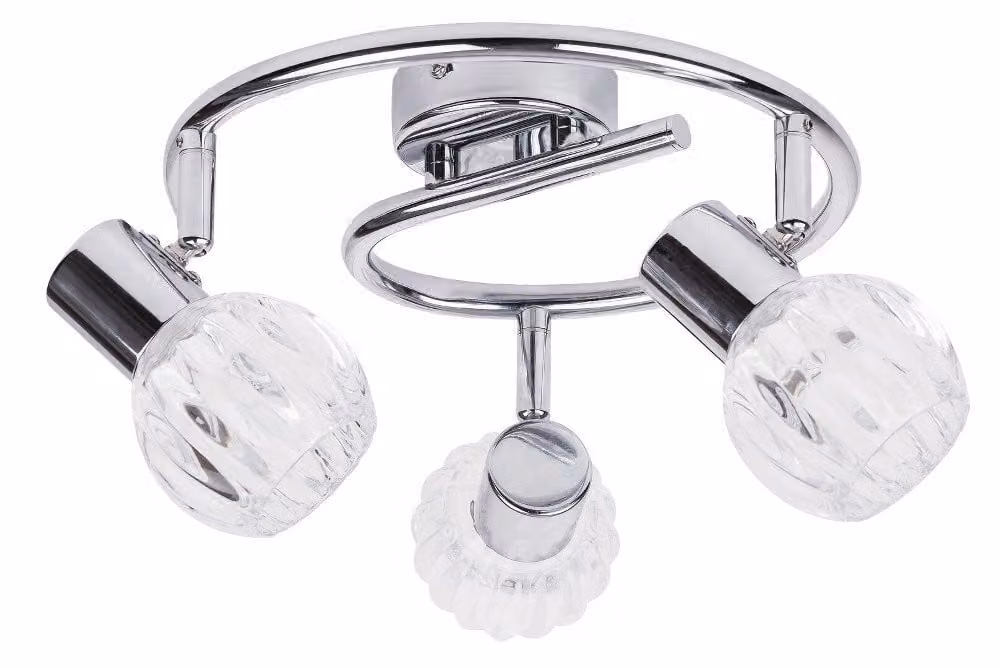 Rabalux 6093 Faretto da soffitto a 3 punti luce Lauren, E14, argento, rotondo, moderno, ø250 mm