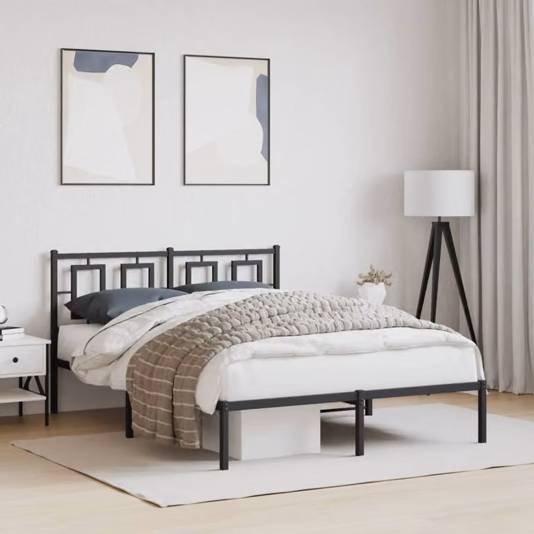 Giroletto vidaXL con testiera in metallo nero L/P/H: 140 x 190 x 91 cm