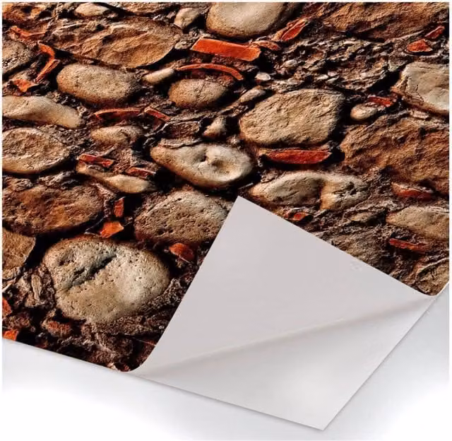 Muro Pietre e Cocci - Pellicola stampata adesiva in PVC finitura opaca Misura: 100x1000 cm