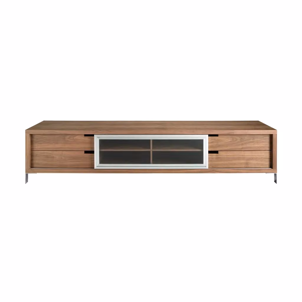 Porta TV moderno Angel Cerdá in noce e metallo marrone L: 238 cm, P: 53 cm, H: 51 cm – 2