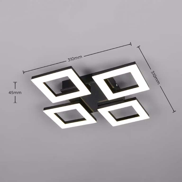 Reality Leuchten Plafoniera soffitto Cemi, Nero, Cucina, Plastica, Moderno, Plafoniera