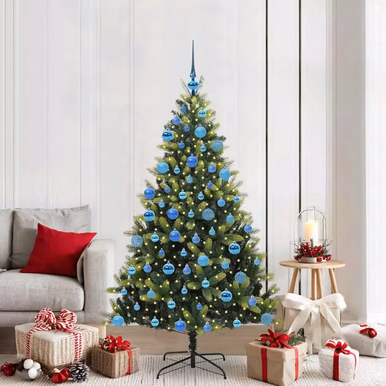 Albero di Natale Artificiale a Cerniera vidaXL Verde con 300 LED Bianco Caldo