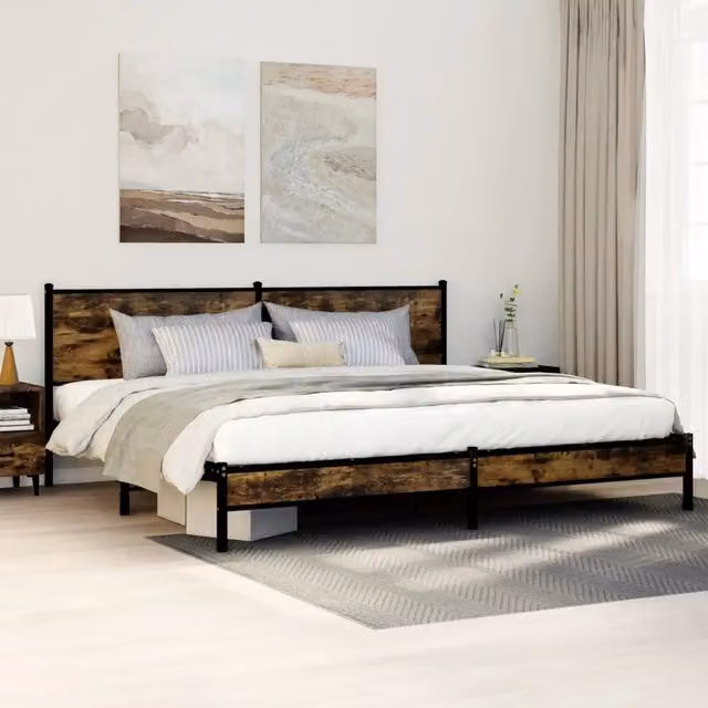 Giroletto in metallo vidaXL colore Rovere Fumo senza materasso L: 198 cm, P: 207 cm