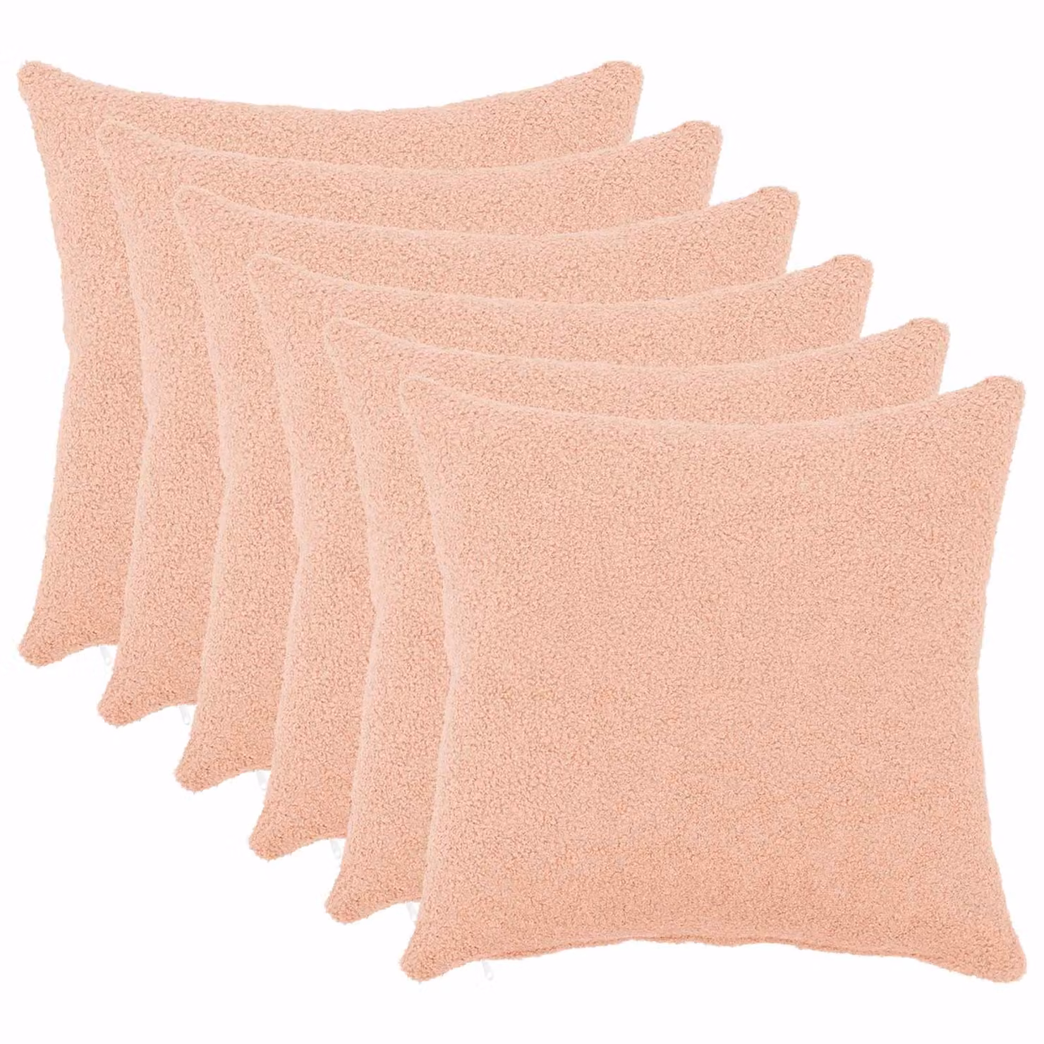 Set di 6 federe vidaXL HEERLEN rosa in tessuto bouclé, L/P: 35 x 35 cm
