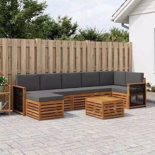 Set di divani da esterno 7 pz Naturale e Antracite 3384653