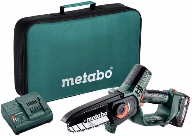 Metabo MS 18 LTX 15 Potatore a Batteria 18V con Barra da 15 cm e Sacca di Raccolta Verde