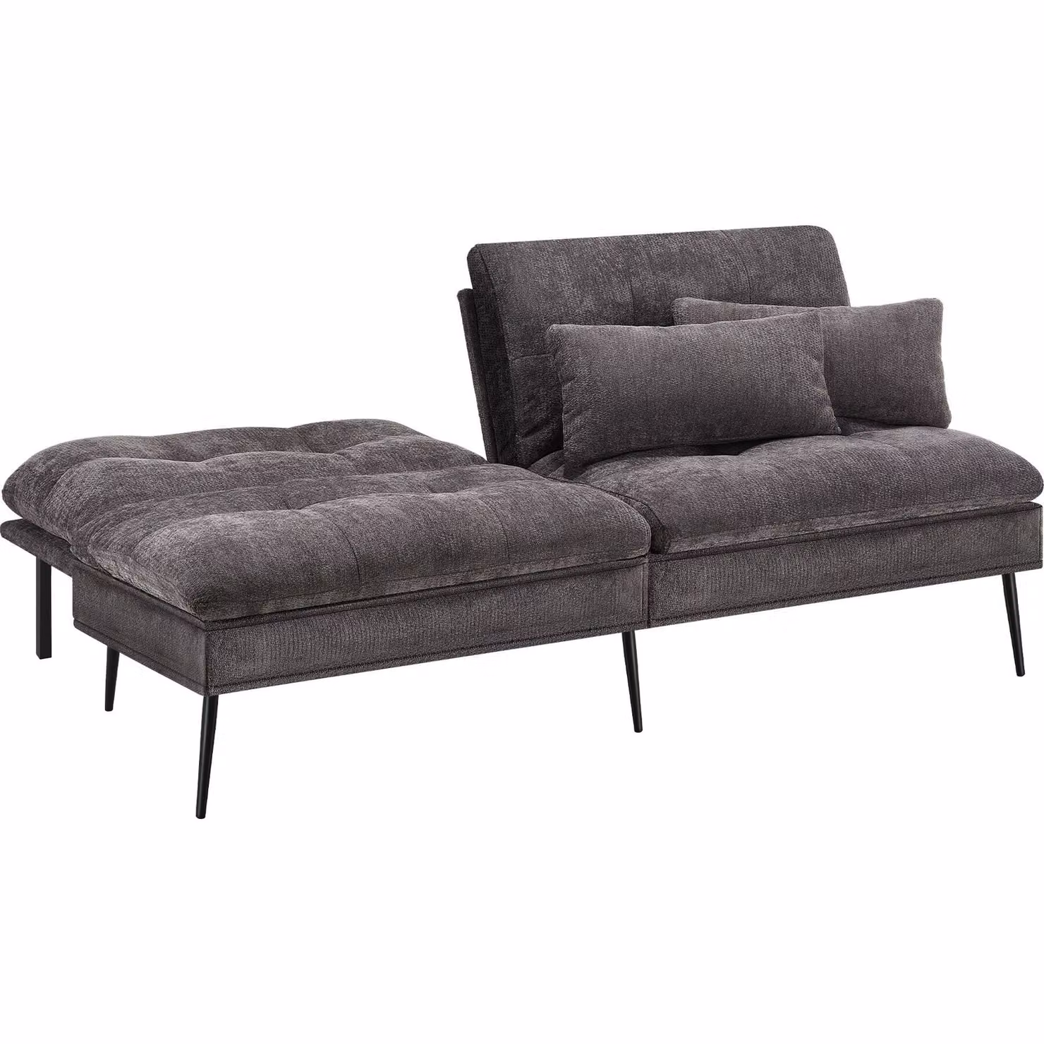 Divano letto Tokio Tectake grigio con schienale reclinabile click-clack e seduta in tessuto – 3