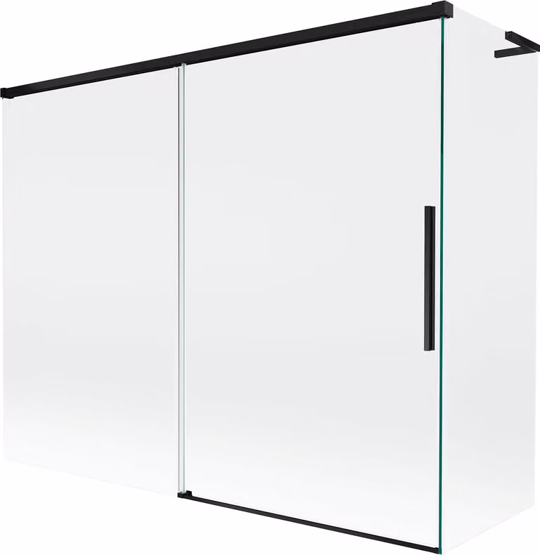Mexen Rox L paravento per vasca da bagno 2 ante scorrevoli 190 + 90 x 150 cm, trasparente, nero - 8C9L-190-090-70-00