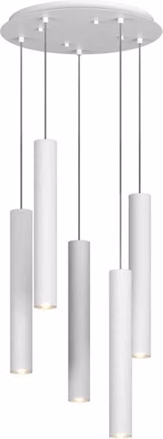 Lampadario Tondo Industrial-Minimal Xeana Metallo Bianco 5 Luci Gu10