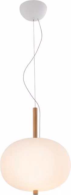 Lampada a sospensione LedsC4 Ilargi in legno e vetro bianco con luce LED dimmabile