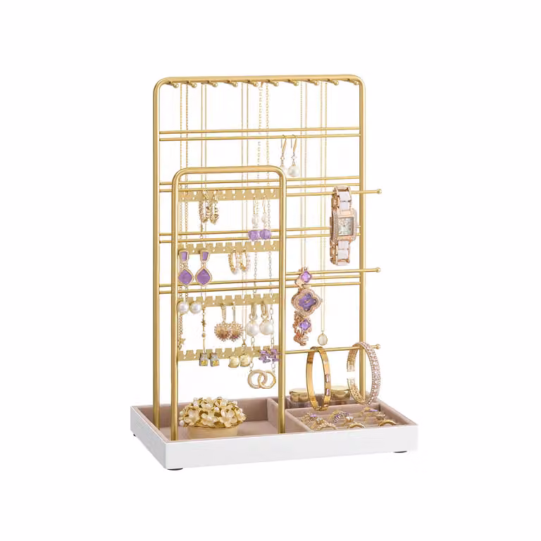 Portagioie Espositore per Gioielli, Oro Pallido / 14P x 24l x 35,8H cm
