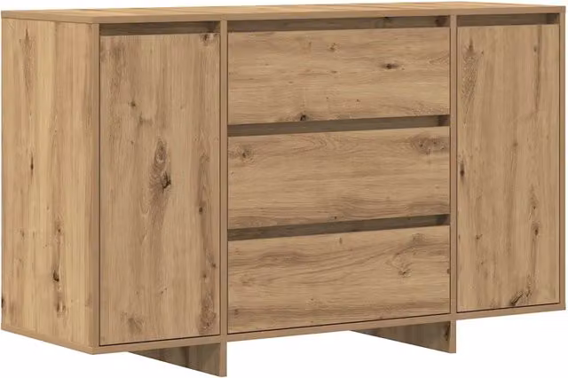 Credenza Buffet in Rovere Artigianale Moderno, Colore Marrone, L 120 x P 41 x H 75 cm – 1