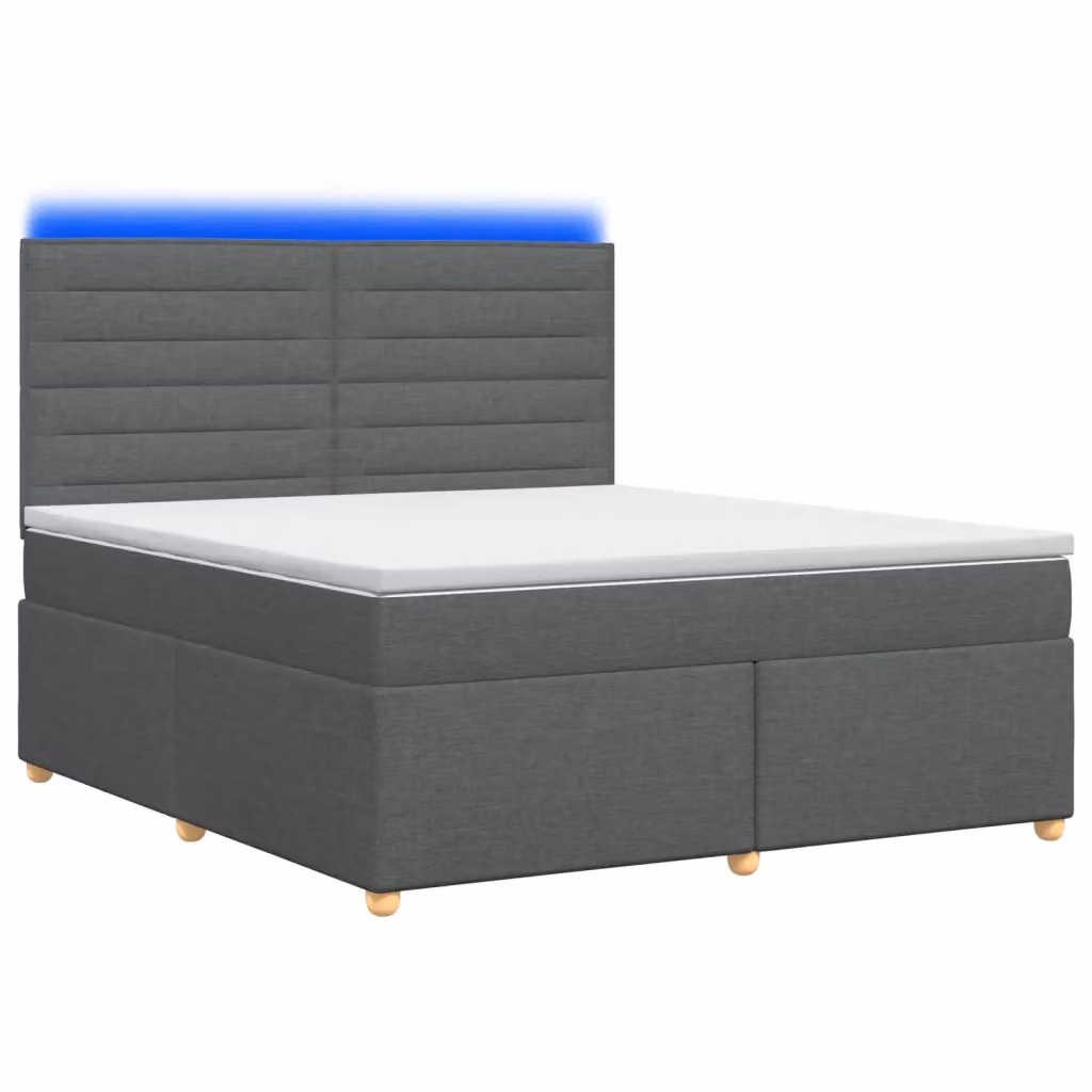 Letto box spring con materasso vidaXL in tessuto Grigio, con base a sollevamento, illuminazione sottostante e porta di ricarica USB, L/P: 160 x 200 cm – 2