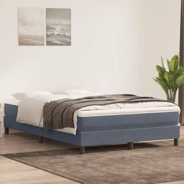 Letto Ibrido vidaXL con Materasso e Struttura in Velluto Grigio e Bianco L: 160 cm, P: 213 cm, H: 25 cm – 1