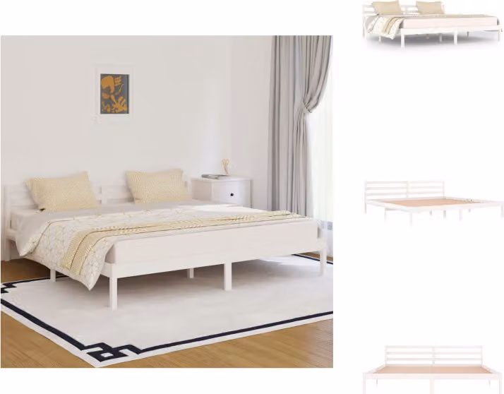 vidaXL Letto in legno massiccio di pino 200x200 cm bianco - Letti e strutture letto