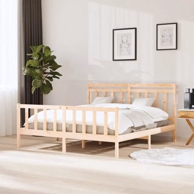 Giroletto vidaXL in legno massello di pino color marrone con doghe piatte fisse L/P/H: 205.5 x 160 x 166 cm