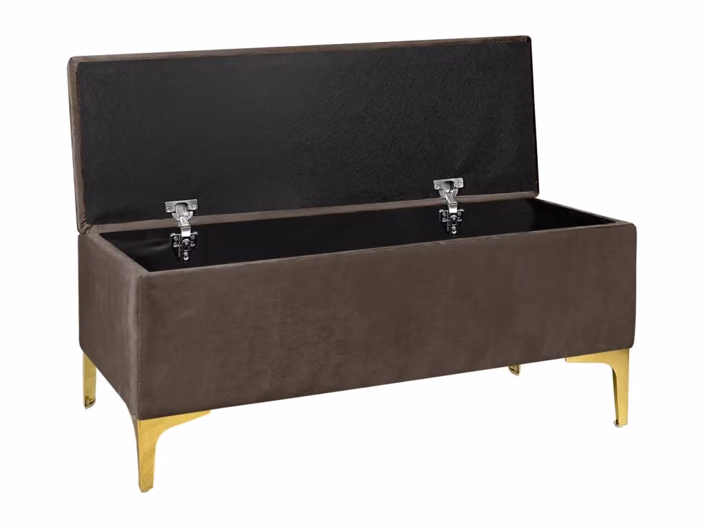 Pouf Panca Contenitore in Velluto Testa di Moro con Gambe in Metallo Dorato e Struttura in Legno Massello L: 150 cm, P: 40 cm, H: 40 cm – 2