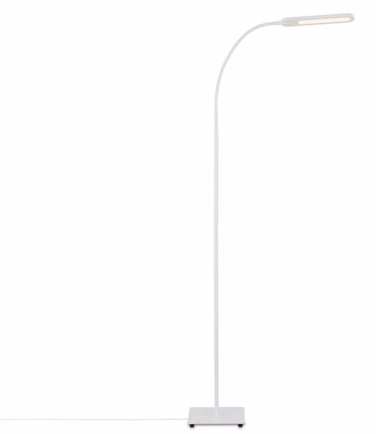 BRILONER - Lampada da terra a LED, lampada da terra con funzione touch, dimmerabile a passi, controllo della temperatura del colore, lampada da ufficio 6,5 Watt, 600 Lumen, bianco, 208x208x max. 1830mm (LxWxH)