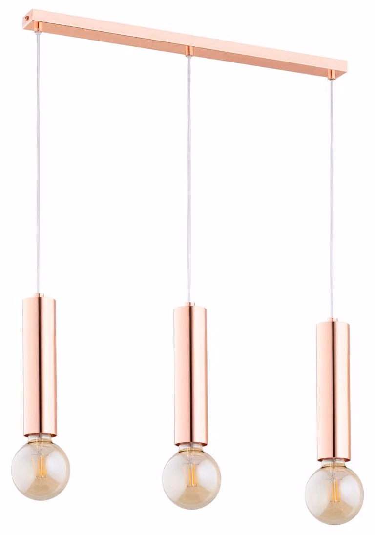 Lampada a sospensione tubolare JAZZ in rame 3xE27x15W in metallo, dimensioni: 90x5,5x60 cm, IP20, Alfa