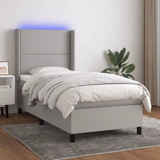 Letto Ibrido con Materasso e Illuminazione LED vidaXL Grigio Chiaro L/P/H: 203 x 93 x 128 cm – 1
