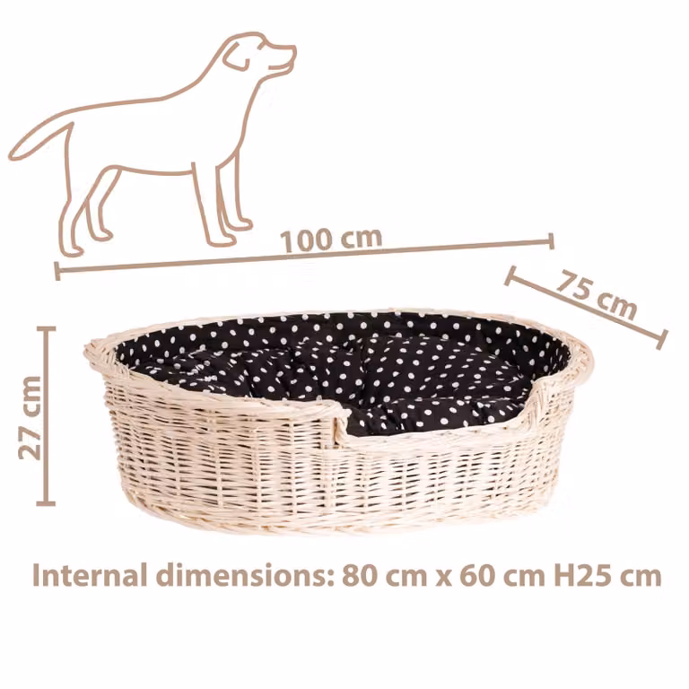 Cestino per cani in vimini ovale 100X75 H27 CM