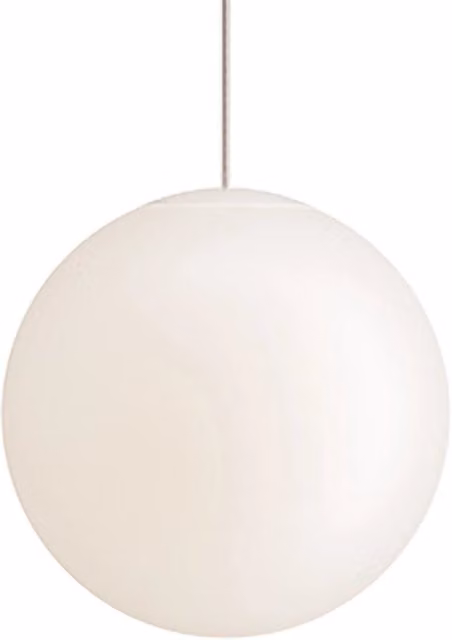 Lampada a sospensione Sferis Zafferano in vetro bianco e trasparente, diametro: 30 cm, altezza regolabile fino a 320 cm, attacco E27, design minimale a sfera