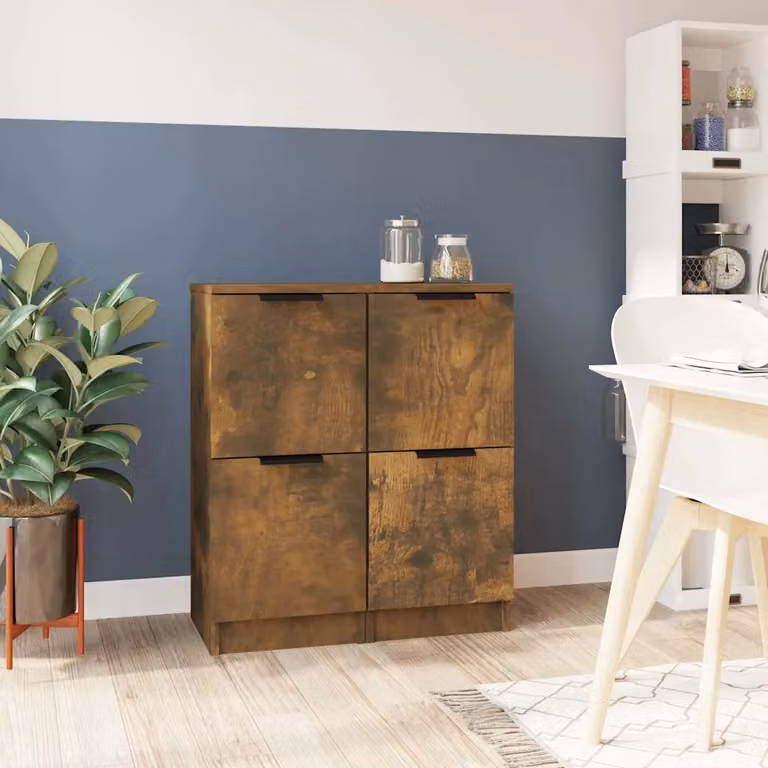 Set di 2 credenze a parete vidaXL in legno multistrato color rovere fumo, L/P/H: 30 x 30 x 70 cm