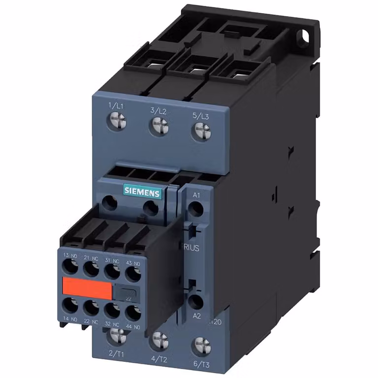 Contattore Siemens, AC-3e, 65 A/30 kW/400 V, a 3 poli, 24 V CC, 2S+2Ö, collegamento a vite 3RT20371KB443MA0