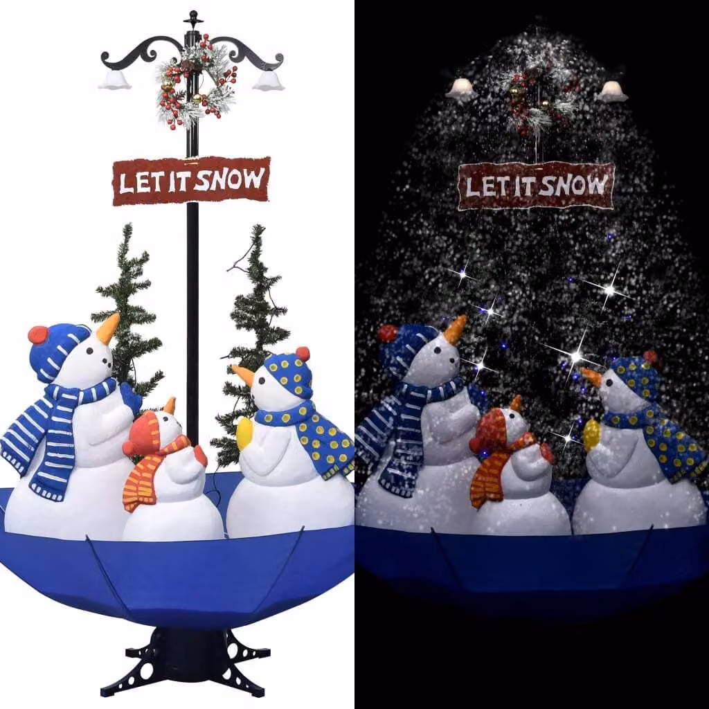 Maison Exclusive - Albero di Natale con neve e base a ombrello, blu, 170 cm, PVC