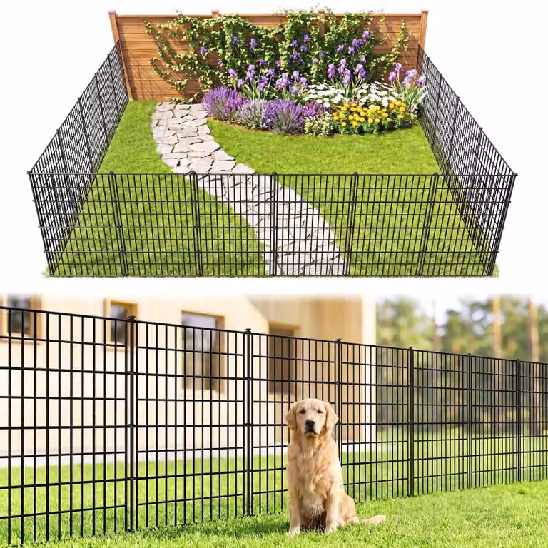 Recinzione da giardino - Metallo - 5 pannelli - 3,5 m - 102 cm di altezza