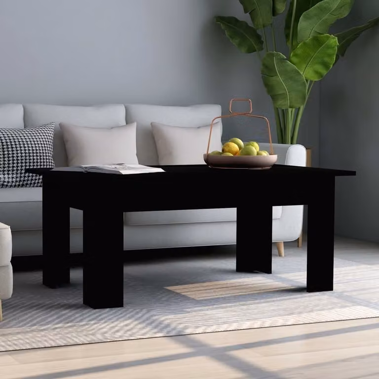 The Living Store tavolino nero 100x60x42 cm in materiale ligneo