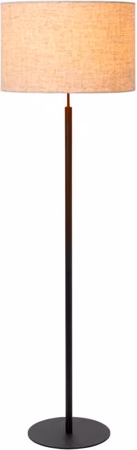 Lampada da terra MAYA Lucide in stile Japandi beige e nero con paralume in tessuto e struttura in metallo, H: 150 cm, L: 45 cm, P: 45 cm