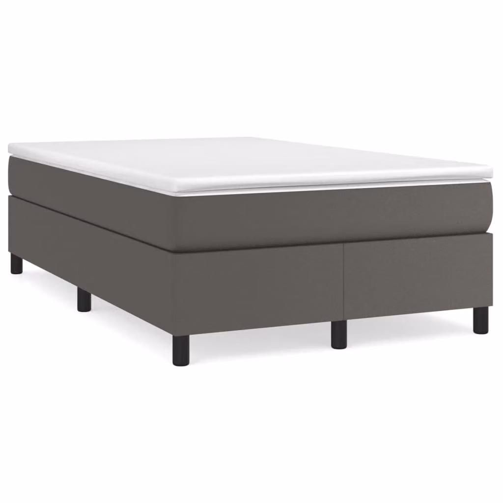 Giroletto a Molle con Materasso Grigio 120x200 cm in Pelle finta
