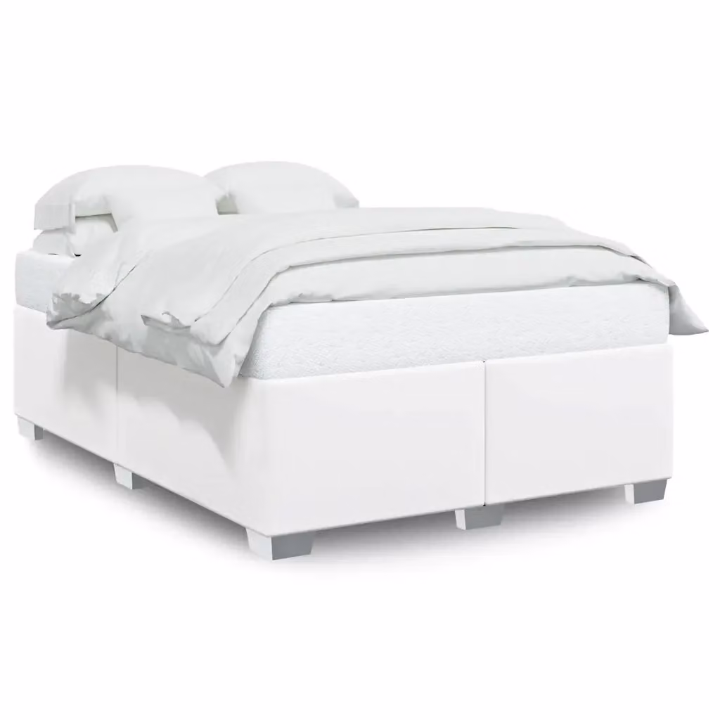 Struttura letto moderna vidaXL in similpelle bianca con doghe in legno, L/P/H: 140 x 190 x 137 cm – 2