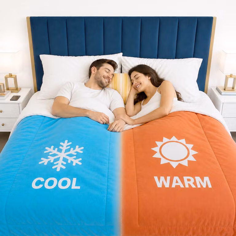 Coperta matrimoniale a due zone, ipoallergenica, 220x230 cm, bianca