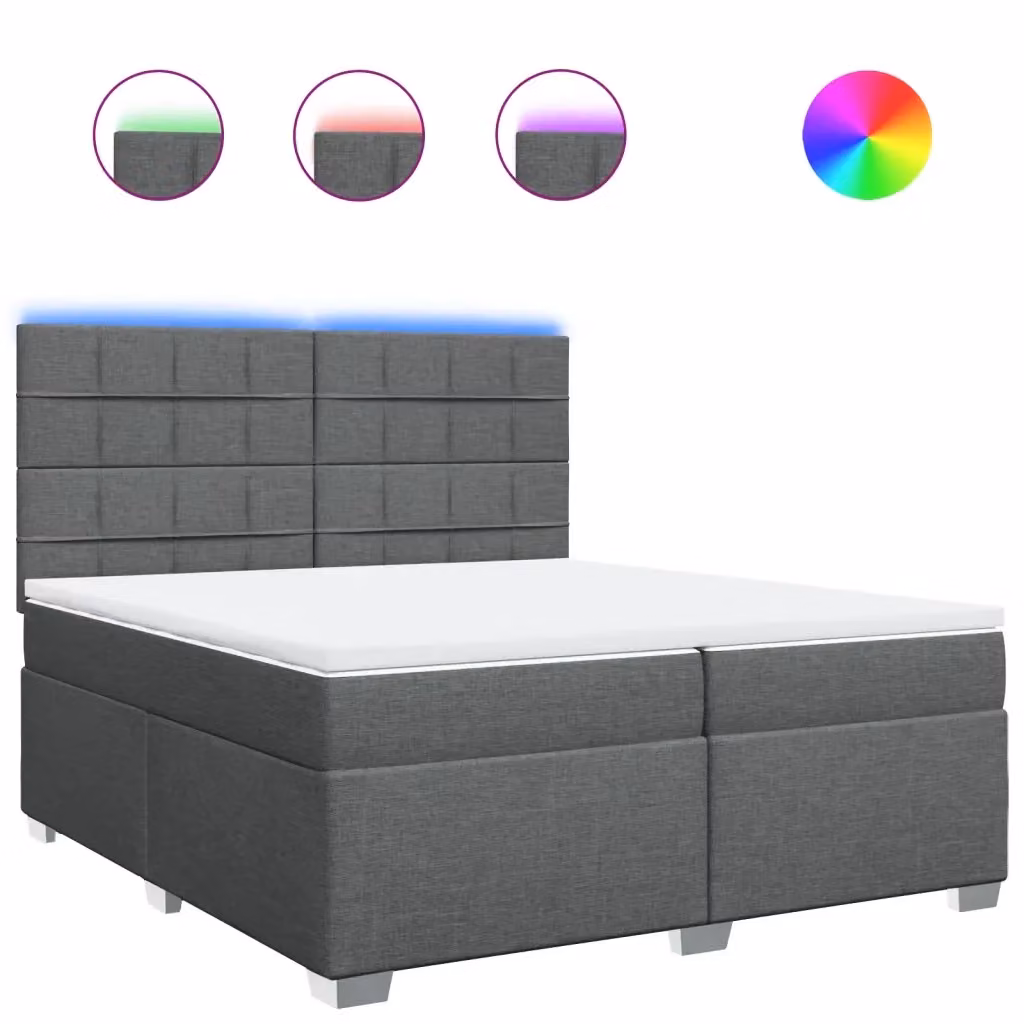 Letto Ibrido vidaXL con Materasso a Molle Insacchettate Grigio e Bianco L/P: 200 x 200 cm – 2
