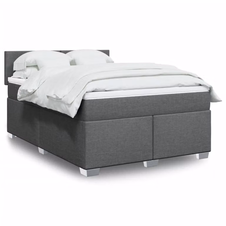 Maison Exclusive - Letto boxspring con materasso grigio scuro 160x200 cm tessuto