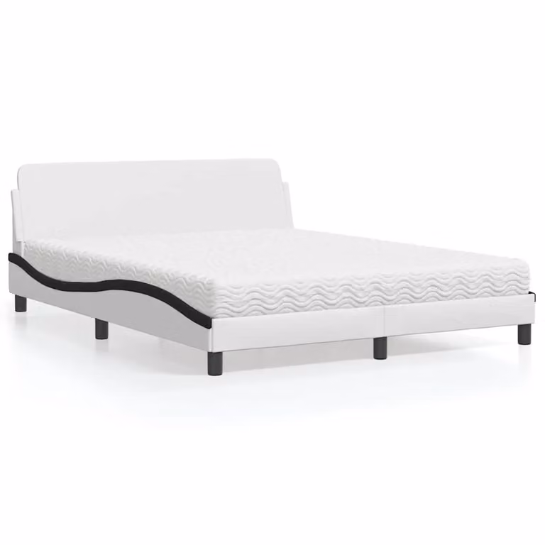 Letto con Materasso Dover vidaXL in Similpelle Bianco e Nero L/P/H: 218 x 160 x 74,5 cm