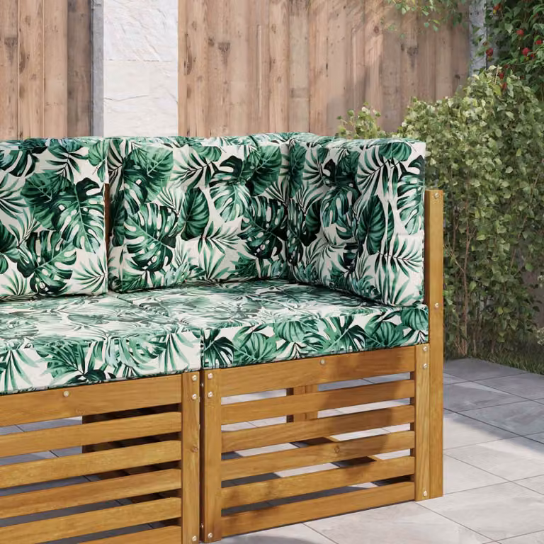 vidaXL Cuscino da divano per esterno verde con motivo floreale in poliestere e fodera rimovibile L/P/H: 60 x 60 x 60 cm