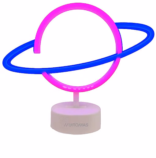 Lampada LED Saturno Muyitomas con ricarica USB-C, design moderno ad anello, colore bianco e multicolore RGB