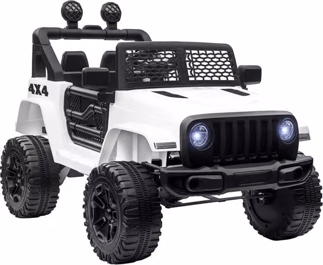 Jeep Fuoristrada Bambini Elettrica Telecomando 2 Velocit¨¤ ¨C Minimal ¨C 100x65x72 cm Bianco