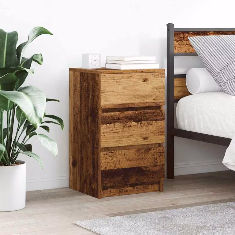 Set di 2 comodini vidaXL con 3 cassetti in legno color marrone antico per la tua camera da letto, L: 39 cm, P: 35 cm, H: 65 cm